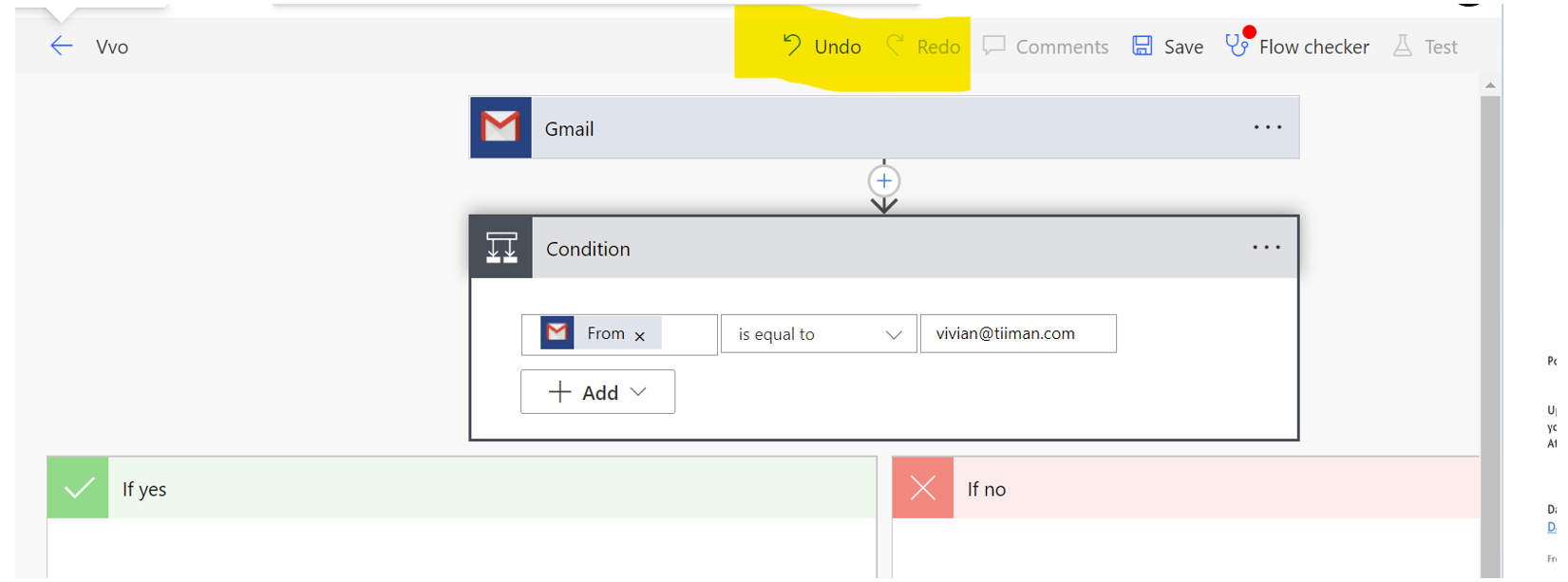 Fig 7: Undo feature in cloud flow designer