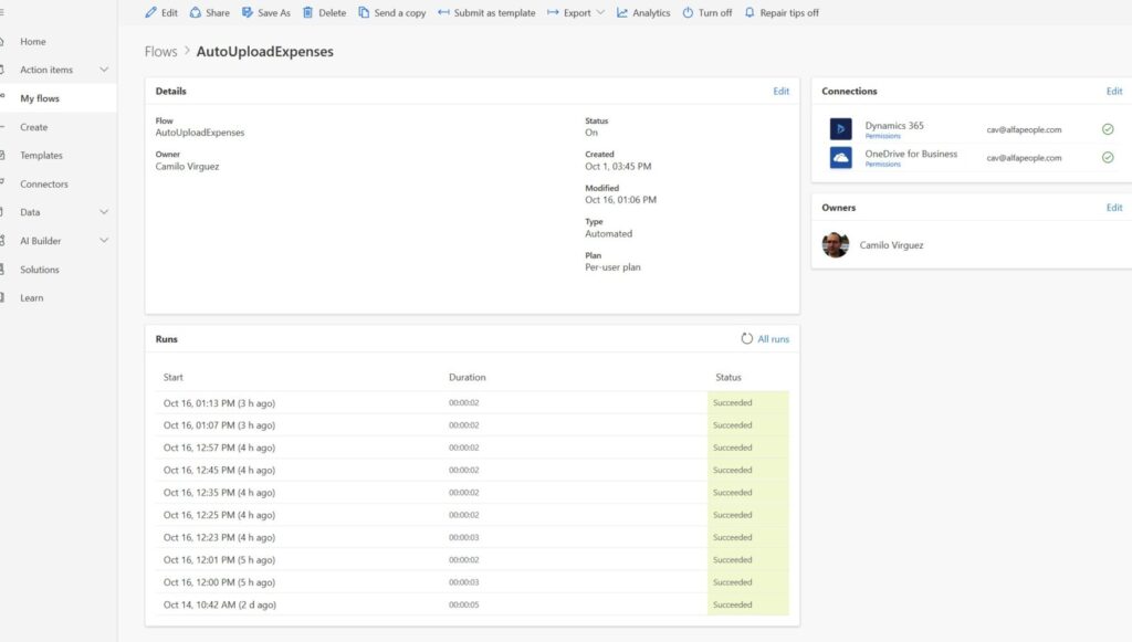 how to lodge travel expenses in dynamics 365 with power automate 12